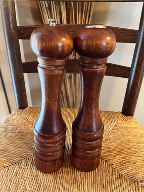 Vintage Baribocraft Canada 12” Wooden Salt Shaker & Pepper Mill Set MCM